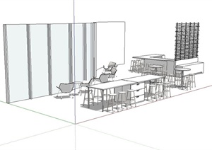 某现代风格办公空间设计SU(草图大师)模型