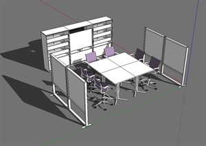 某些现代风格办公室桌椅柜子设计SU(草图大师)模型