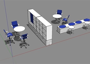 现代室内办公空间桌椅设计SU(草图大师)模型