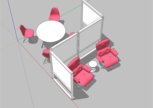 某现代室内休闲桌椅设计SU(草图大师)模型
