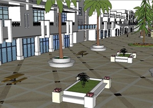 某现代风格商业街、商业建筑、商业广场设计SU(草图大师)模型