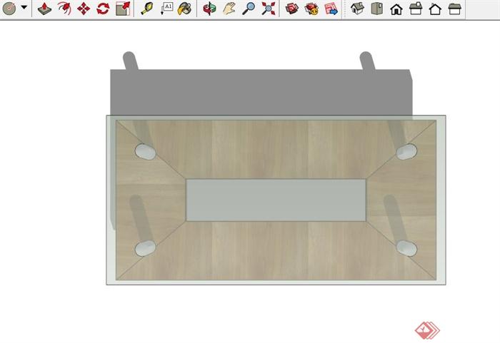现代玻璃木拼接茶几设计SU模型(2)