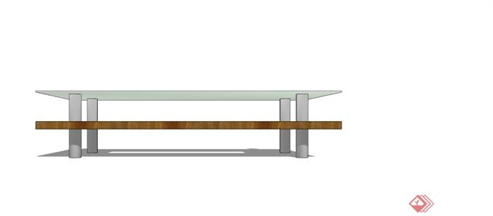 现代玻璃木拼接茶几设计SU模型(3)