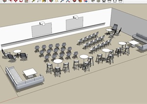 中型会议室办公家具设计SU(草图大师)模型