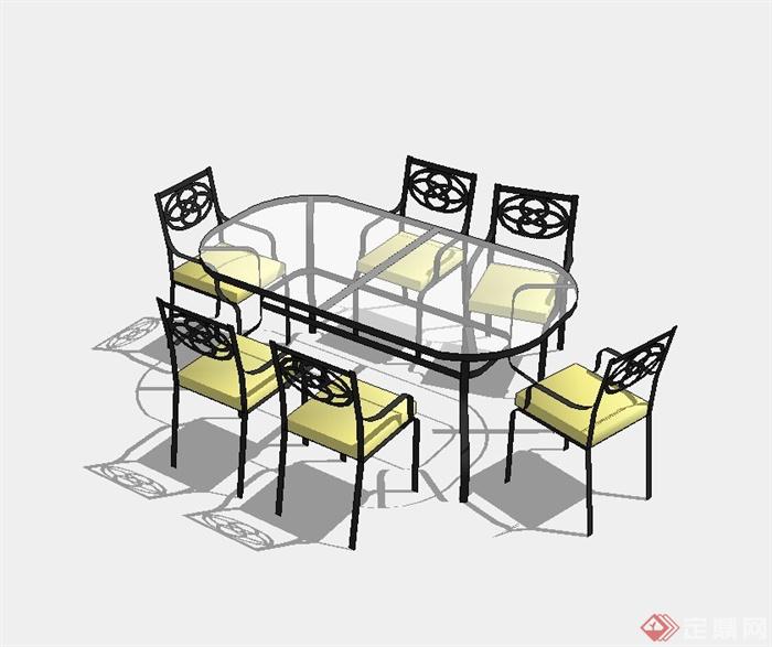 某餐厅精美餐桌椅设计SU模型 (2)