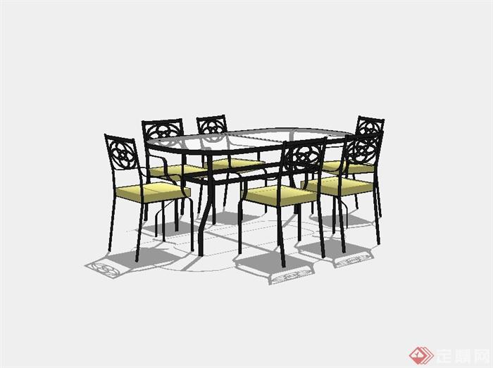 某餐厅精美餐桌椅设计SU模型 (3)