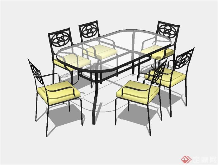 某餐厅精美餐桌椅设计SU模型 (1)