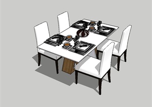 某现代风格高档餐厅餐桌椅设计SU(草图大师)模型