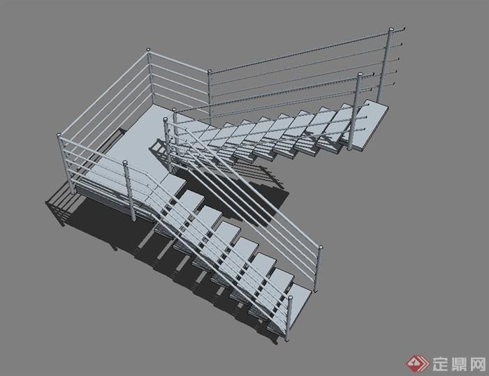 某现代建筑构件楼梯设计su模型(1)