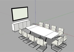 现代多人会议室办公家具设计SU(草图大师)模型