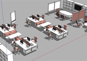 现代办公区办公家具合集SU(草图大师)模型