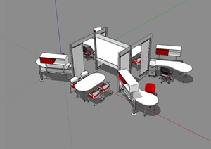 现代室内办公室家具桌椅设计SU(草图大师)模型