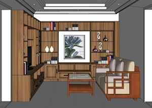 现代室内装饰书房设计SU(草图大师)模型