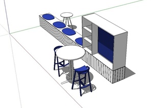 某现代办公空间桌凳、柜子设计SU(草图大师)模型