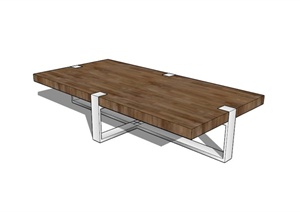 现代简约木桌子设计SU(草图大师)模型