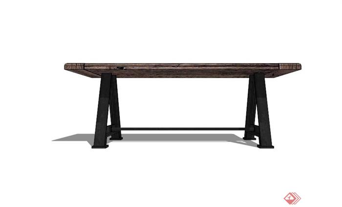 现代防腐木桌子设计SU模型(3)