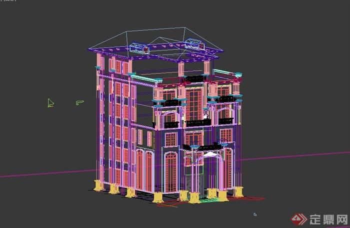 某欧式风格六层农村别墅建筑设计3D模型(2)