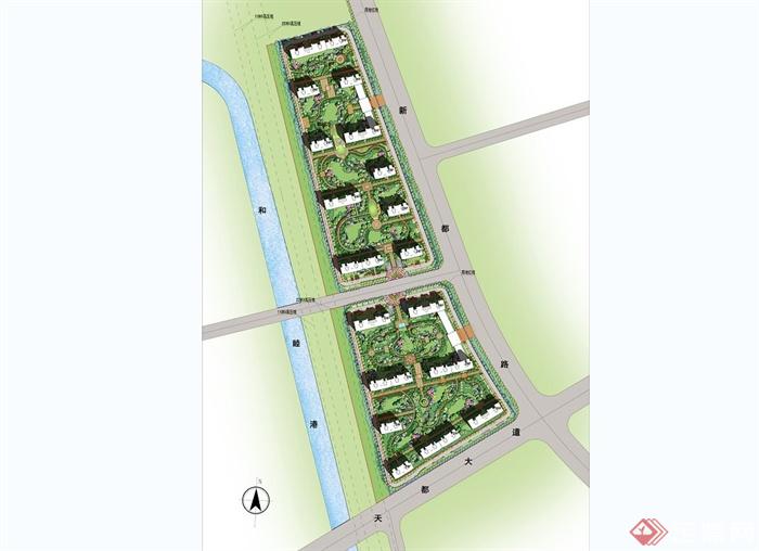 某现代高层住宅小区景观规划设计psd方案(1)