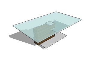 某现代风格办公室玻璃茶几设计SU(草图大师)模型