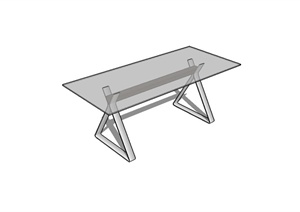 某现代室内空间玻璃桌设计SU(草图大师)模型