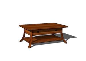 现代带抽屉木桌子设计SU(草图大师)模型