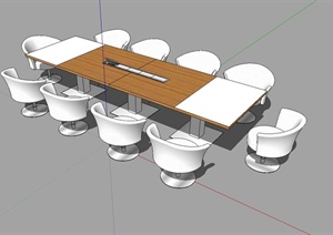 某现代精致会议室桌椅设计SU(草图大师)模型