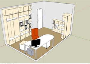 现代办公室全套家具组合SU(草图大师)模型