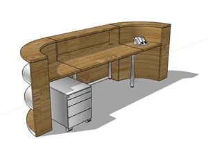 常见木制办公桌设计SU(草图大师)模型