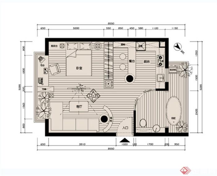 某现代风格单身公寓室内装饰设计jpg方案及效果图(4)