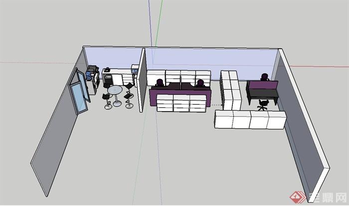 现代办公室家具桌椅设计SU模型(1)