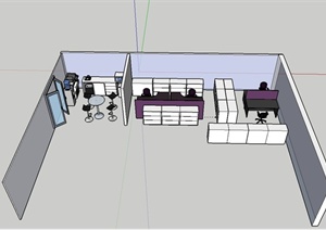 现代办公室家具桌椅设计SU(草图大师)模型