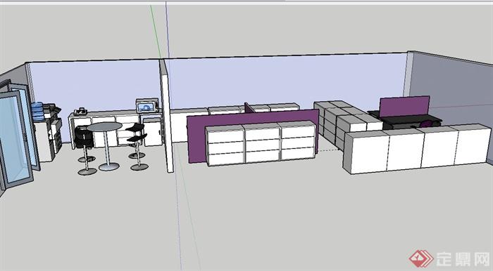 现代办公室家具桌椅设计SU模型(3)