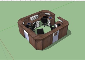 某现代风格室内办公空间桌椅设计SU(草图大师)模型