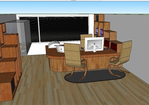 某现代室内办公室设计SU(草图大师)模型