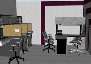 现代室内办公室设计SU(草图大师)模型