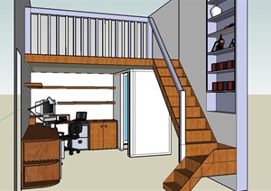 某现代两层办公室内装饰设计SU(草图大师)模型