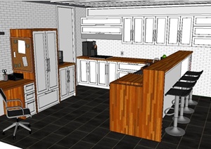 某现代住宅室内厨房设计SU(草图大师)模型