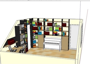某现代风格室内书房办公空间设计SU(草图大师)模型