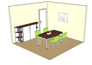 现代风格办公室内桌椅柜子设计SU(草图大师)模型