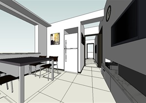 现代风格无材质贴图室内住宅空间装饰设计SU(草图大师)模型