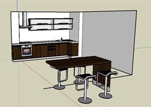 现代室内不完整厨房设计SU(草图大师)模型