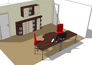 两人办公室家具设计合集SU(草图大师)模型