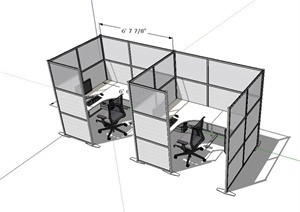 某公司室内办公空间桌椅设计SU(草图大师)模型