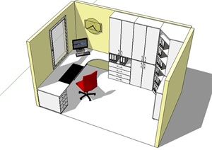 现代缺少材质贴图的办公室设计SU(草图大师)模型