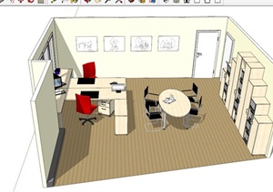 两人办公室办公家具设计合集SU(草图大师)模型