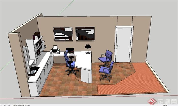 现代风格室内办公室su模型(2)