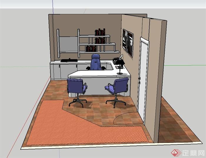 现代风格室内办公室su模型(3)