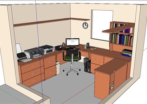 某现代精致室内办公空间设计SU(草图大师)模型