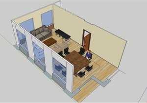 现代风格室内办公空间装饰设计SU(草图大师)模型