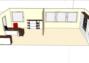 现代风格简单的室内办公室设计SU(草图大师)模型